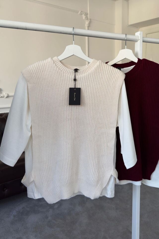 TRİKO DETAY TSHIRT- BEJ