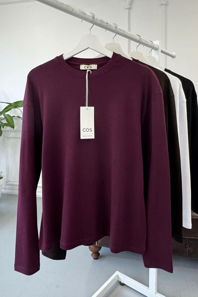 ORİJİNAL MARKA UZUN KOLLU T-SHIRT - BORDO