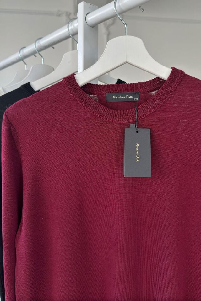 BİSİKLET YAKA MARKA MODEL MEVSİMLİK TRİKO KAZAK - BORDO