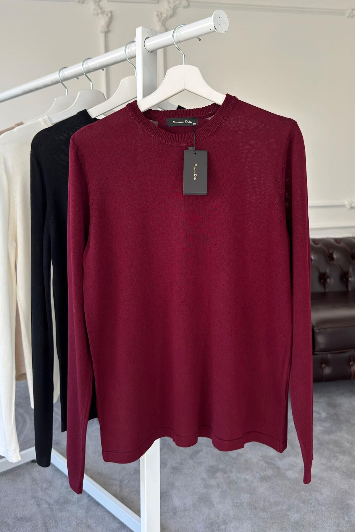 BİSİKLET YAKA MARKA MODEL MEVSİMLİK TRİKO KAZAK - BORDO