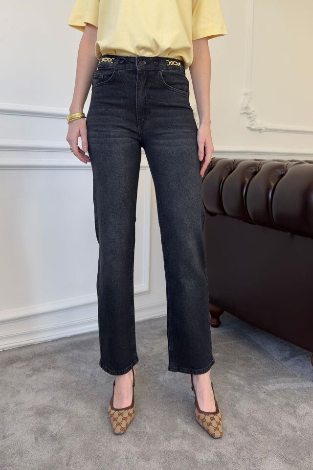 ZİNCİR DETAY PREMIUM JEAN PANTOLON - GRİ