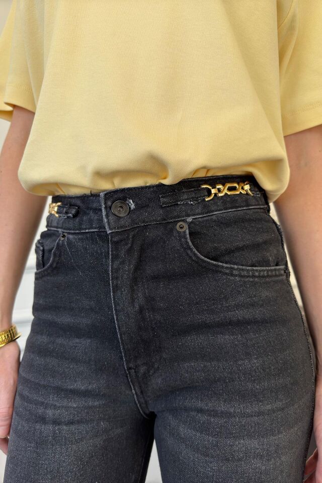 ZİNCİR DETAY PREMIUM JEAN PANTOLON - GRİ