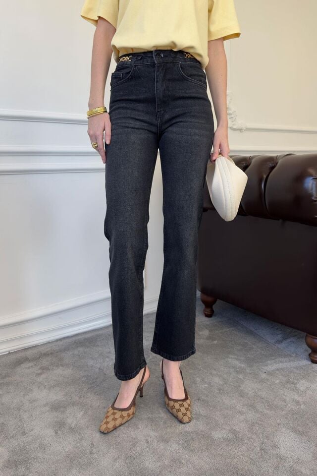 ZİNCİR DETAY PREMIUM JEAN PANTOLON - GRİ