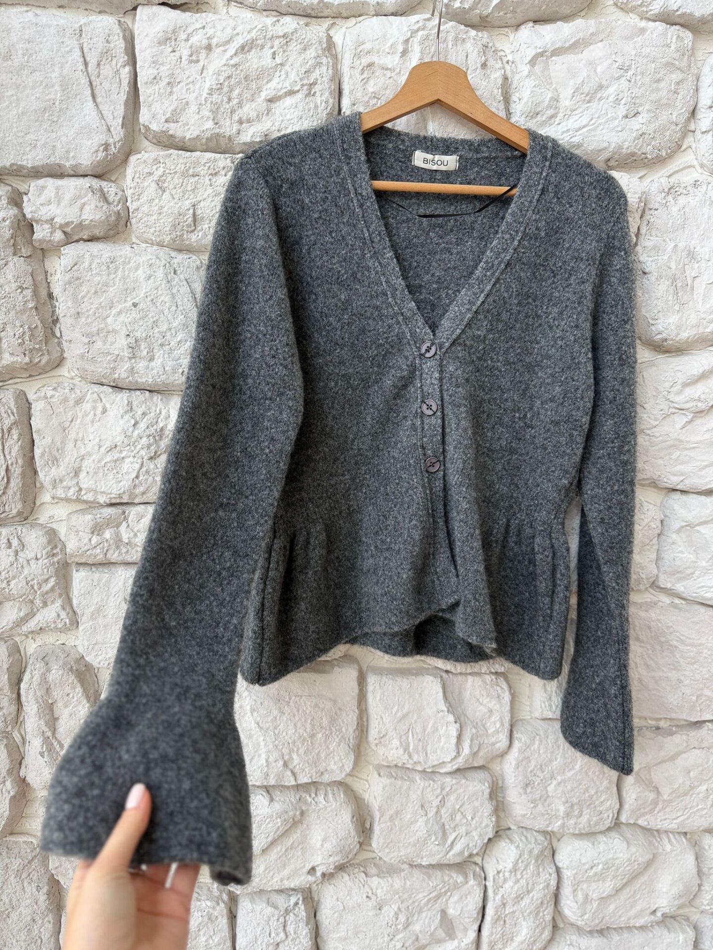 V YAKA VOLANLI YUMOŞ HIRKA - GRİ