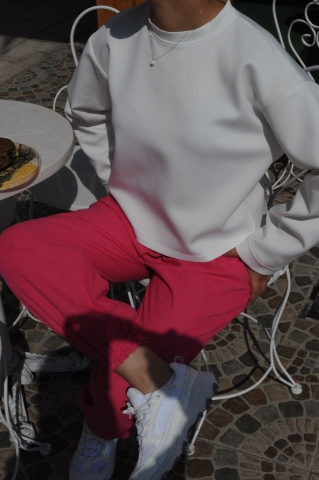 PAÇALARI LASTİKLİ KETEN PANTOLON - PEMBE