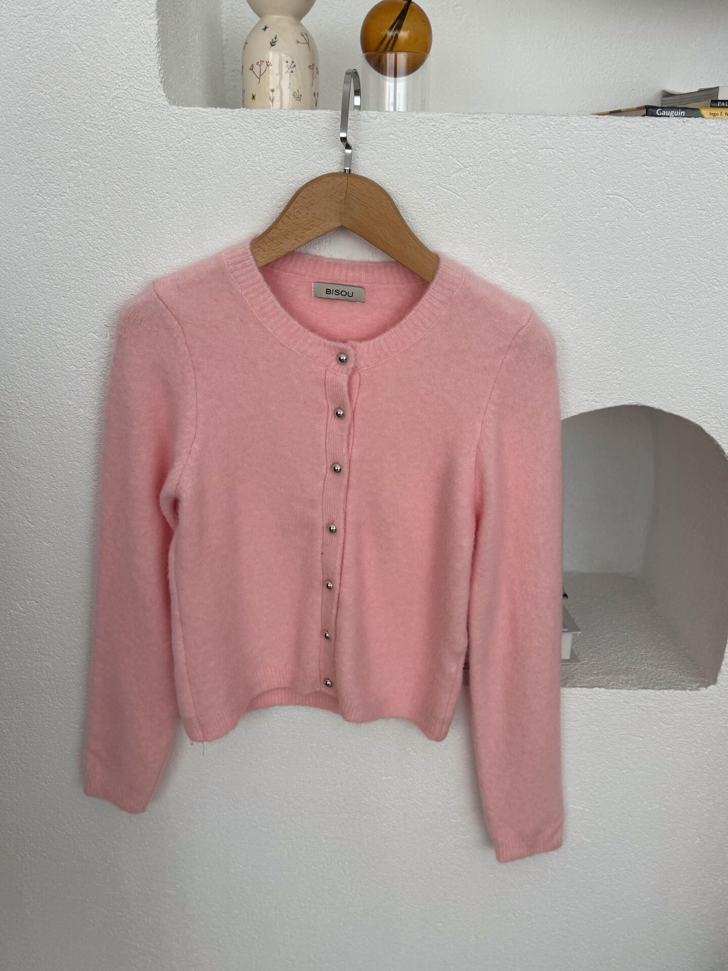 METALİK MİNİK DÜĞMELİ HIRKA - PEMBE