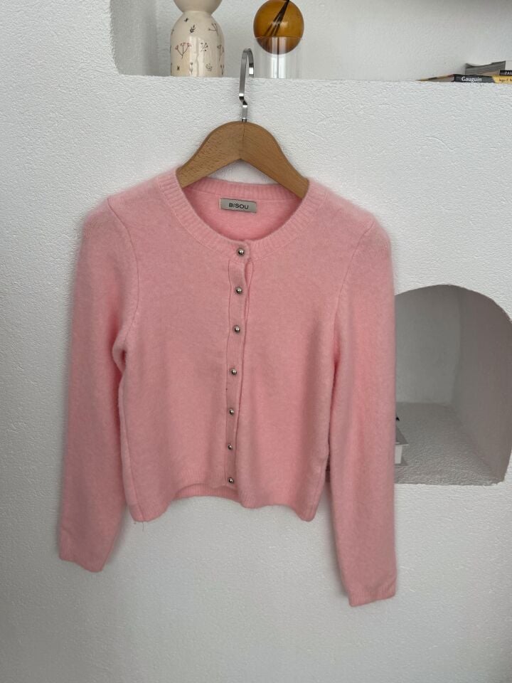 METALİK MİNİK DÜĞMELİ HIRKA - PEMBE