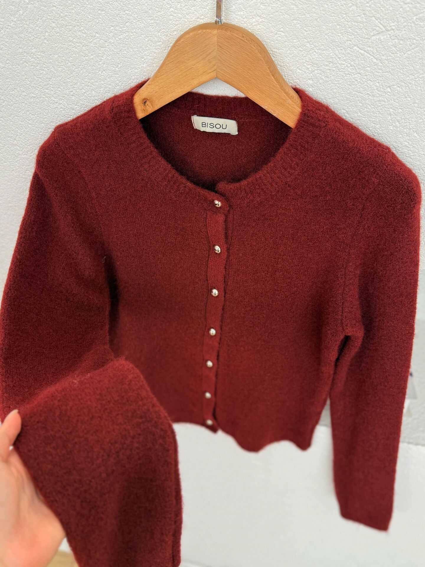 METALİK MİNİK DÜĞMELİ HIRKA -  BORDO