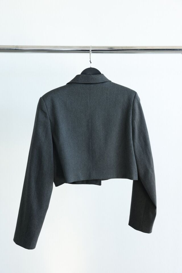 GOLD DÜĞMELİ CROP CEKET - ANTRASİT