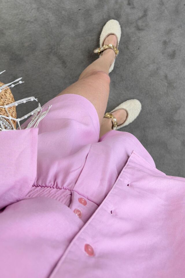 ORJ MASSI ŞORTLU KETEN TAKIM -  PEMBE