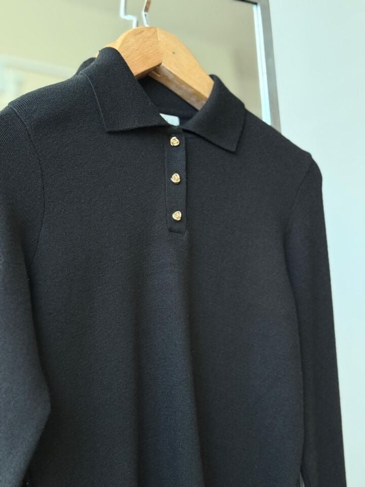 POLO YAKA GOLD DÜĞMELİ TRİKO - SİYAH