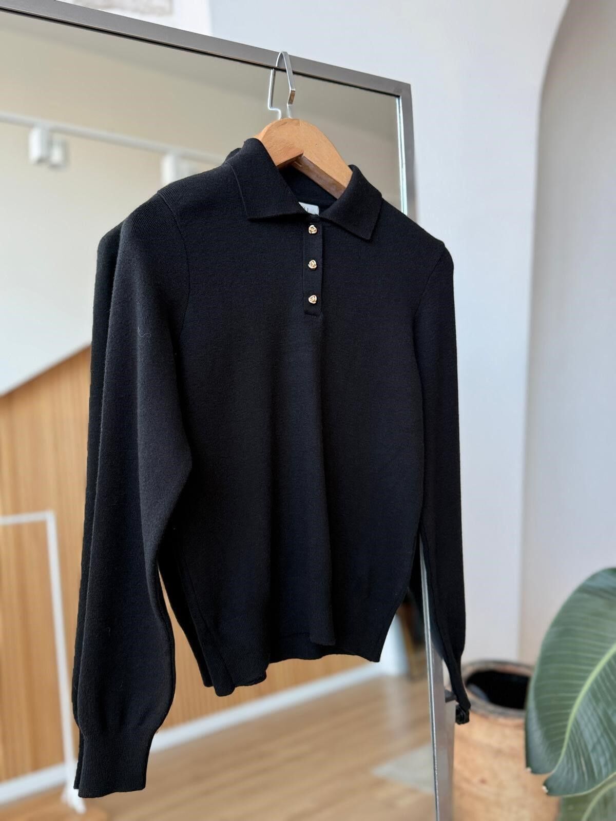 POLO YAKA GOLD DÜĞMELİ TRİKO - SİYAH