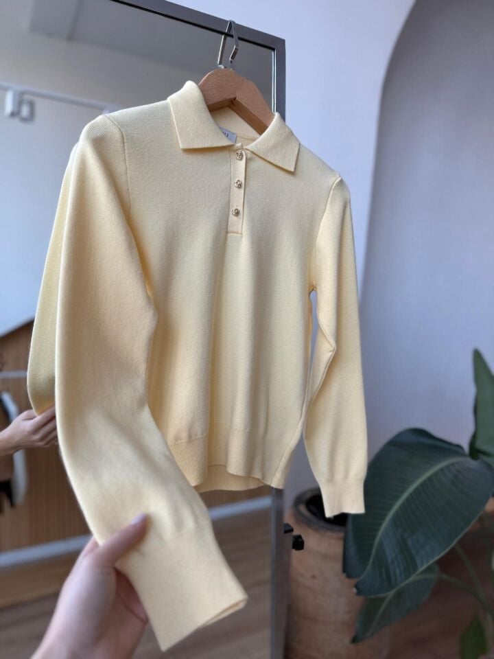 POLO YAKA GOLD DÜĞMELİ TRİKO - SARI