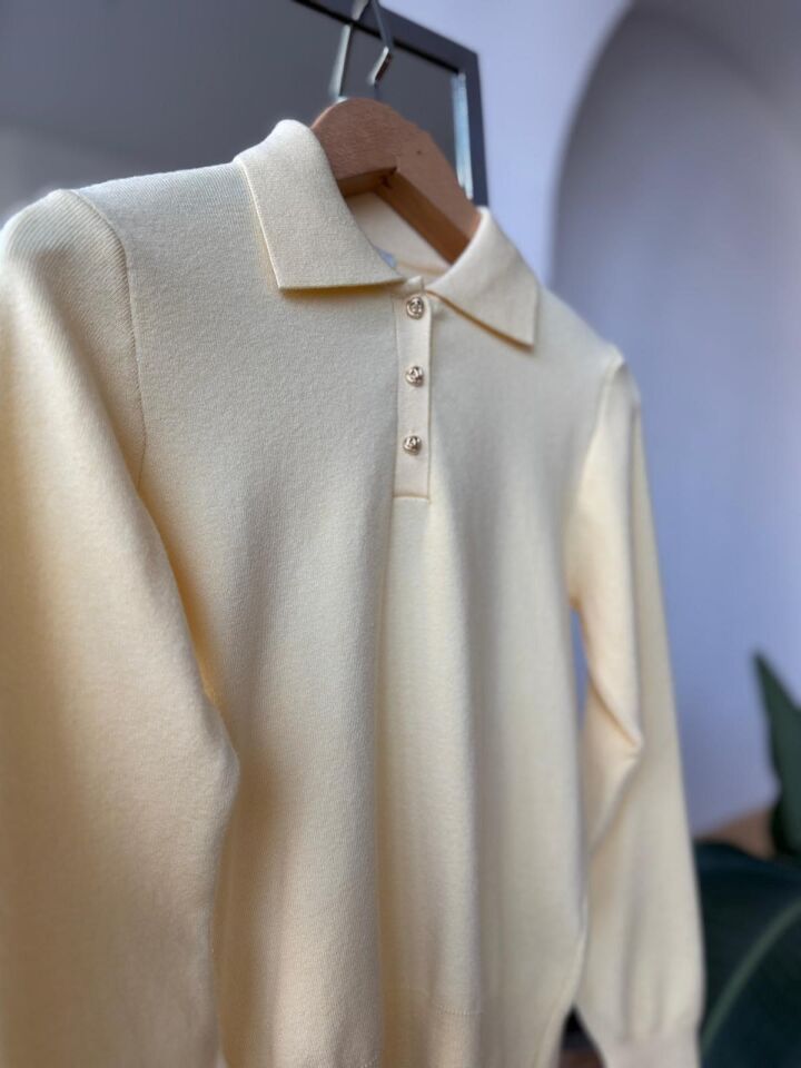 POLO YAKA GOLD DÜĞMELİ TRİKO - SARI