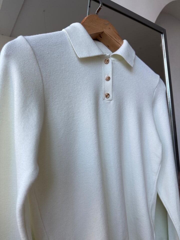 POLO YAKA GOLD DÜĞMELİ TRİKO - EKRU