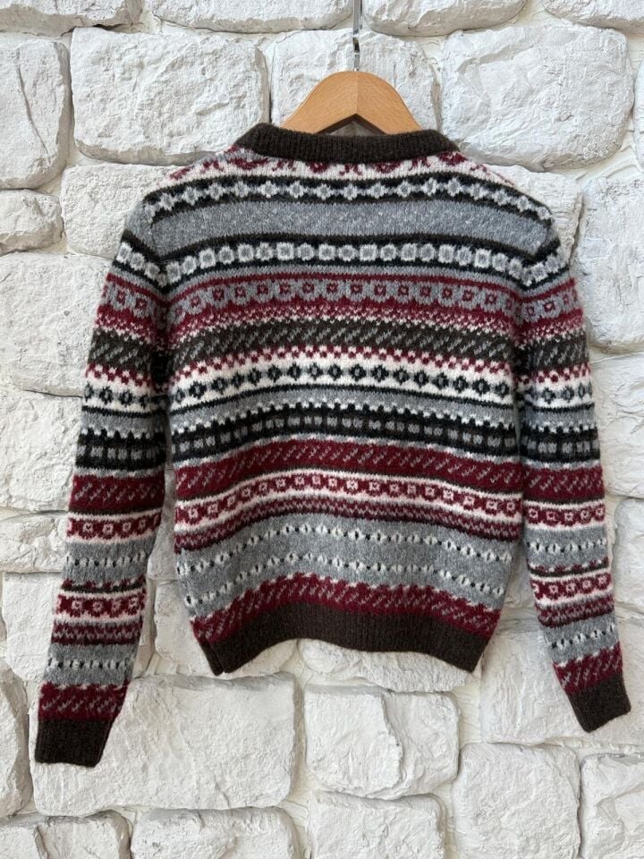 DESENLİ KAZAK -BORDO GRİ