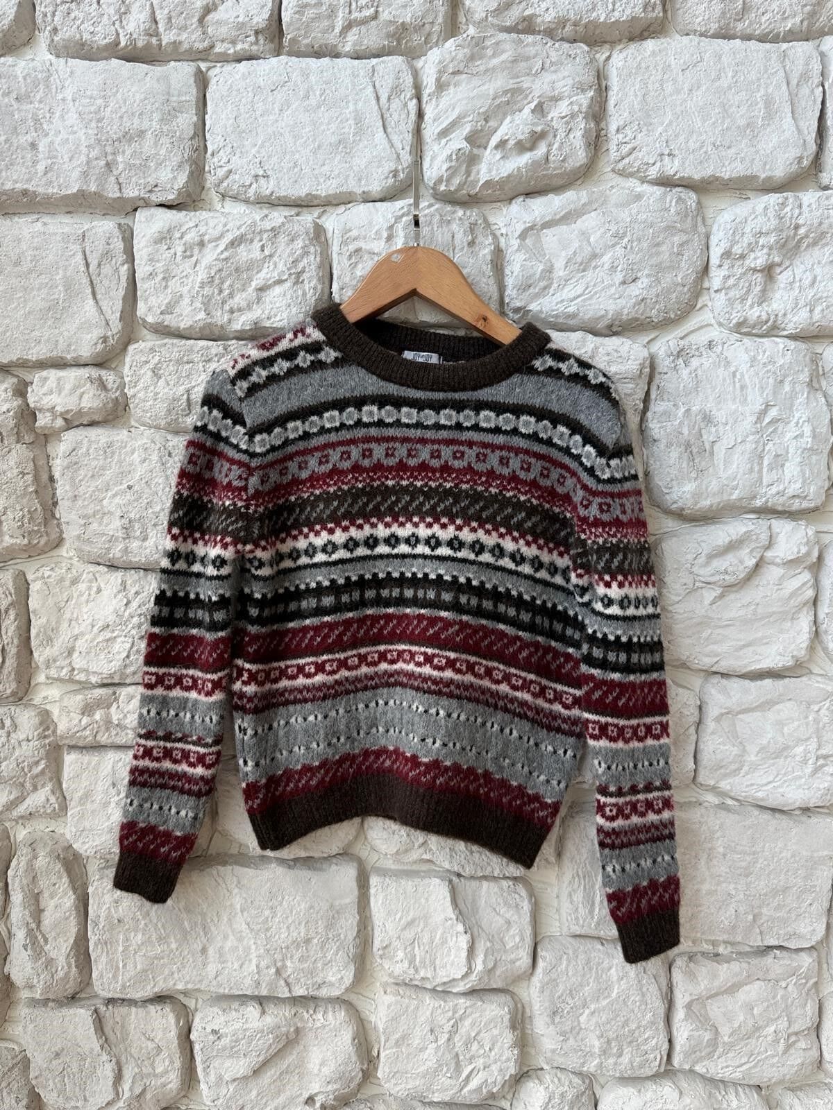 DESENLİ KAZAK -BORDO GRİ