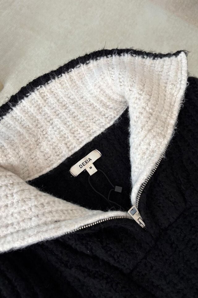 FERMUARLI RENK GEÇİŞLİ İTHAL KAZAK - SİYAH