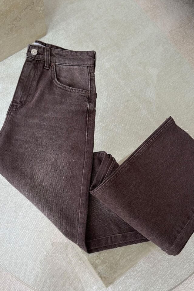 GENİŞ KESİK PAÇA PREMIUM JEAN - KAHVERENGİ