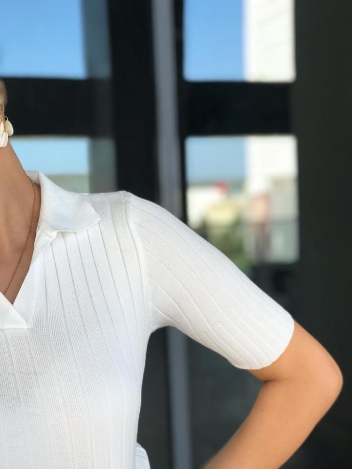 POLO YAKA TRİKO - BEYAZ