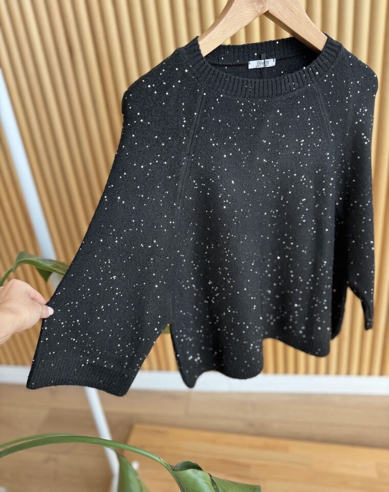 PARILTILI TRİKO - SİYAH