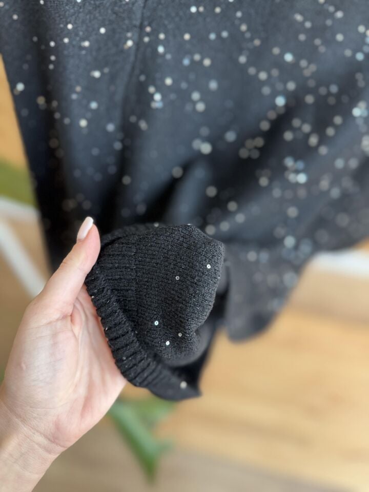 PARILTILI TRİKO - SİYAH