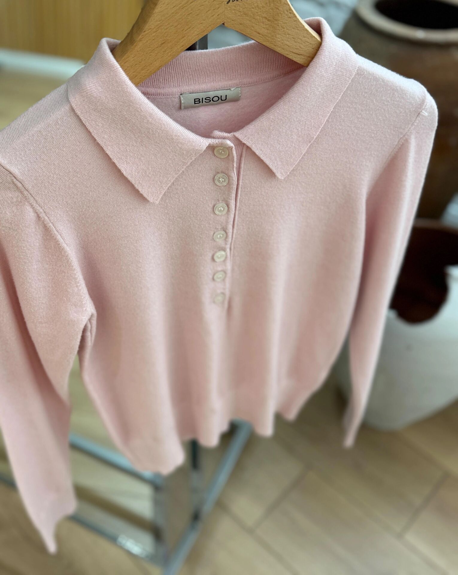 POLO YAKA DÜĞMELİ TRİKO - PEMBE