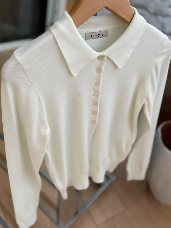 POLO YAKA DÜĞMELİ TRİKO - EKRU