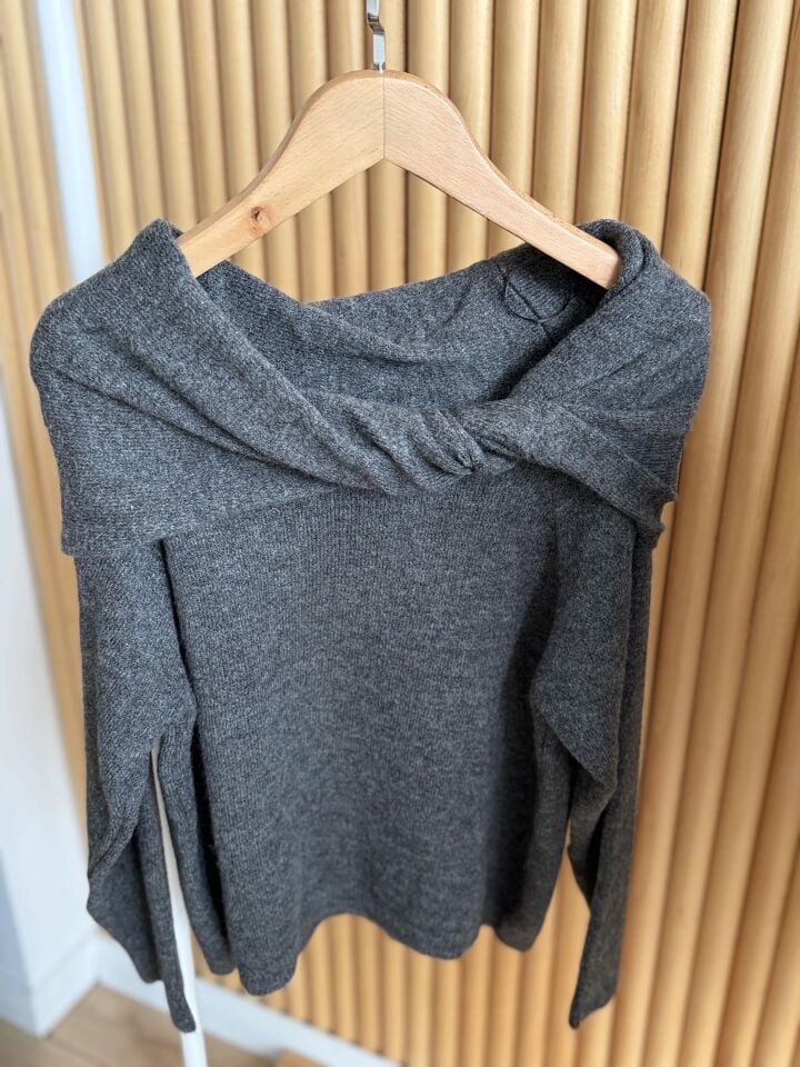 YAKADAN BAĞLAMA DETAY KAZAK - ANTRASİT