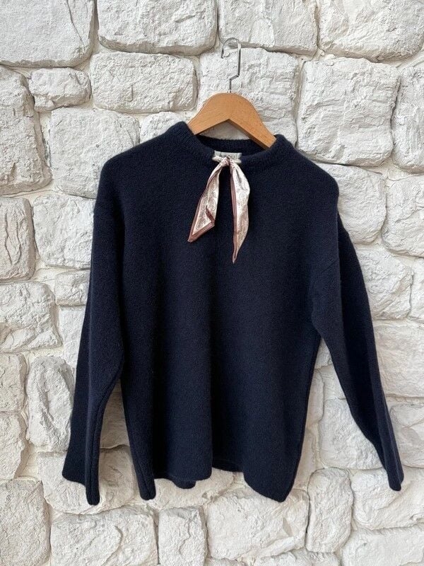 FULAR DETAYLI TRİKO - LACİVERT