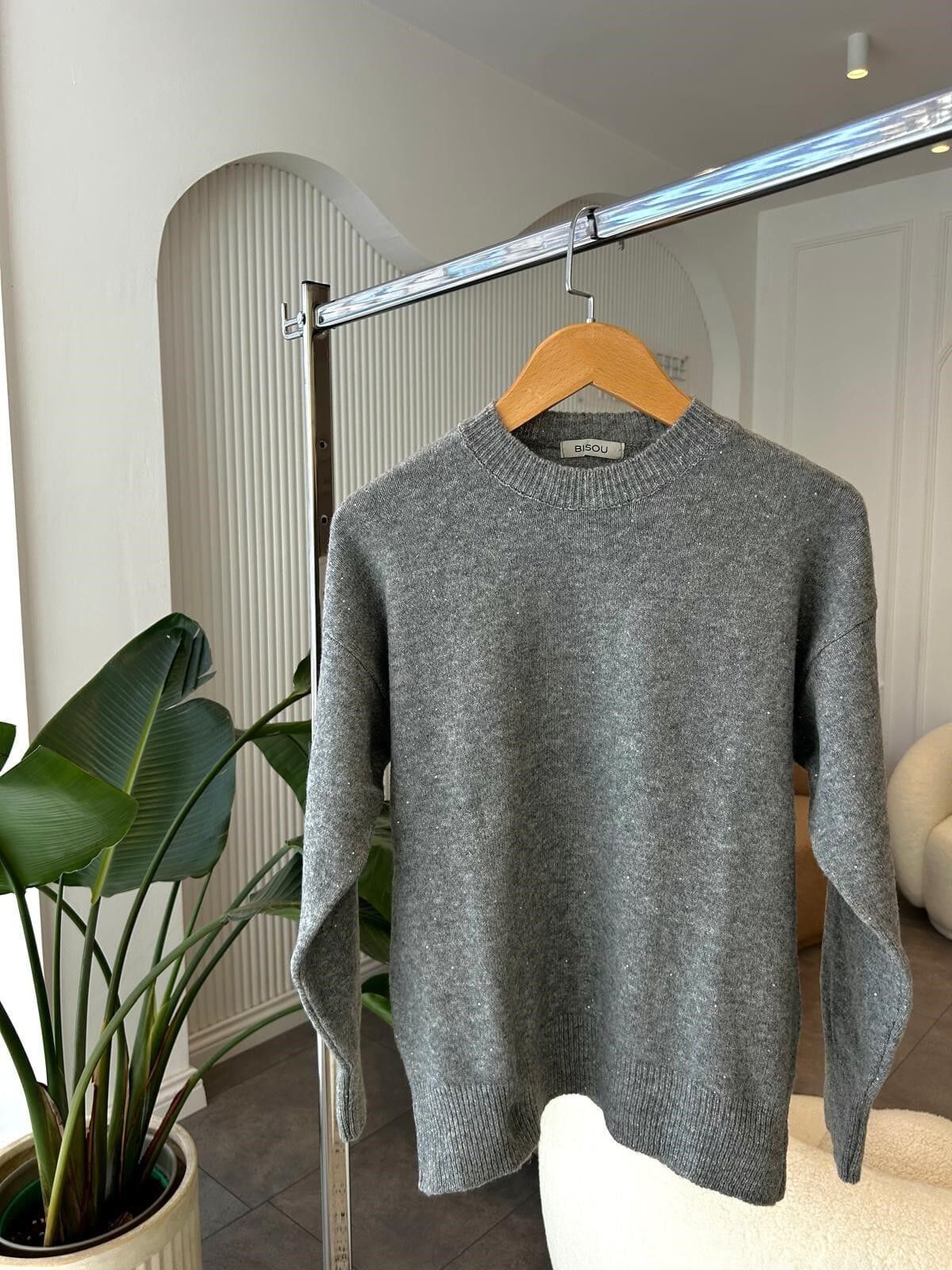 PARILTILI KAZAK - GRİ