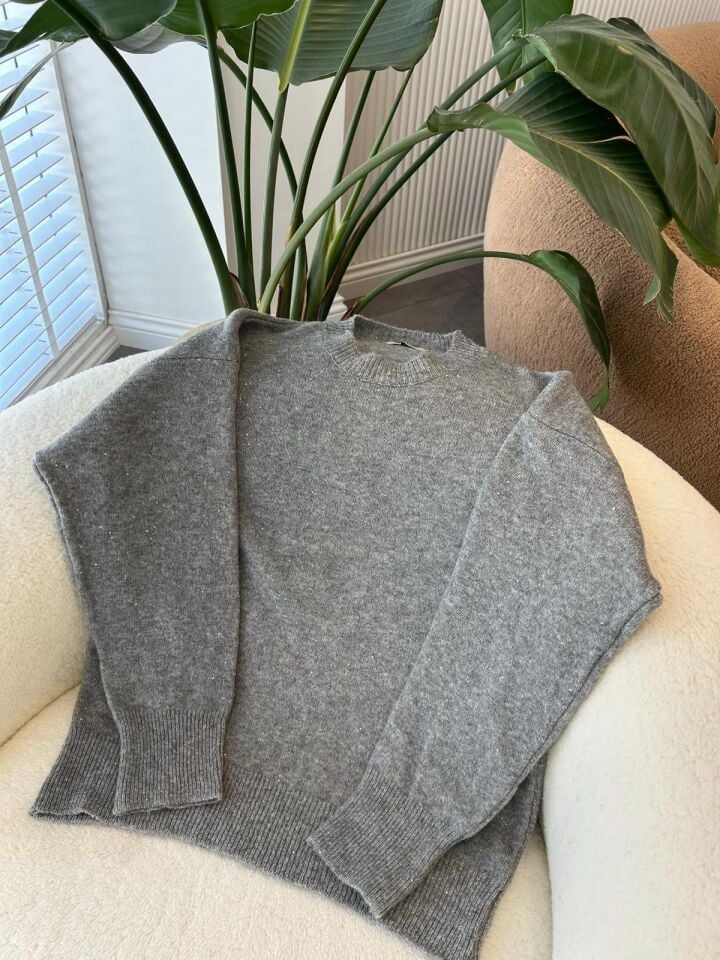 PARILTILI KAZAK - GRİ