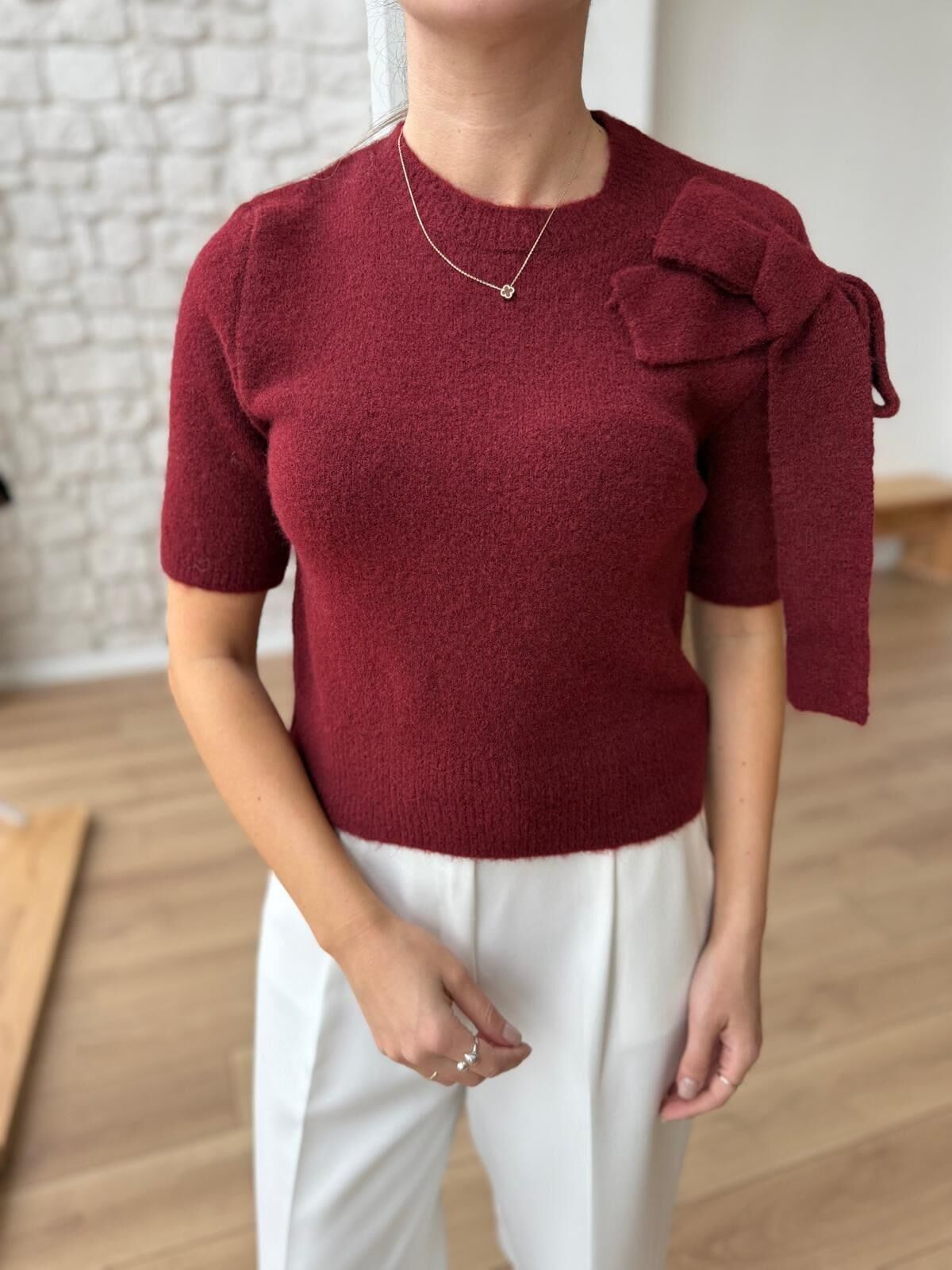 FİYONK DETAYLI YUMOŞ TRİKO KAZAK - BORDO