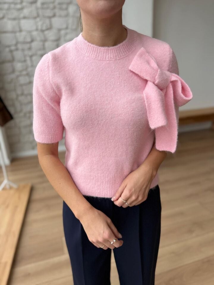 FİYONK DETAYLI YUMOŞ TRİKO KAZAK - PEMBE