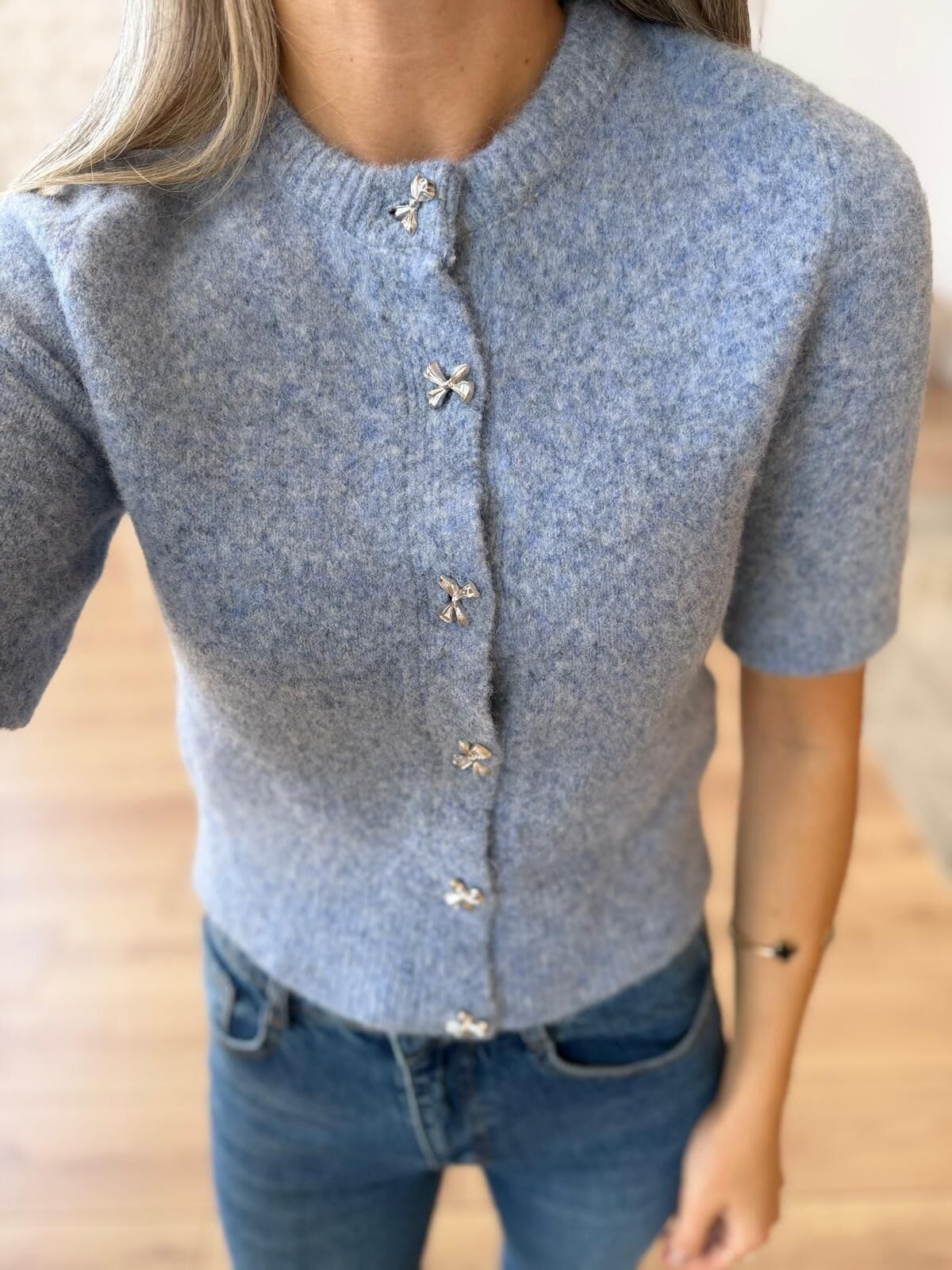 FİYONK DÜĞMELİ TRİKO HIRKA -  MAVİ