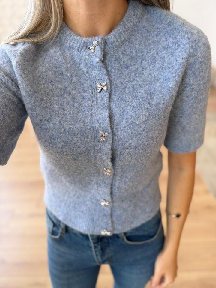 FİYONK DÜĞMELİ TRİKO HIRKA -  MAVİ