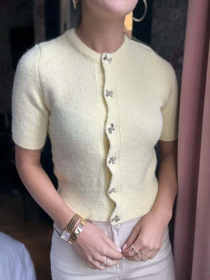 FİYONK DÜĞMELİ TRİKO HIRKA - SARI