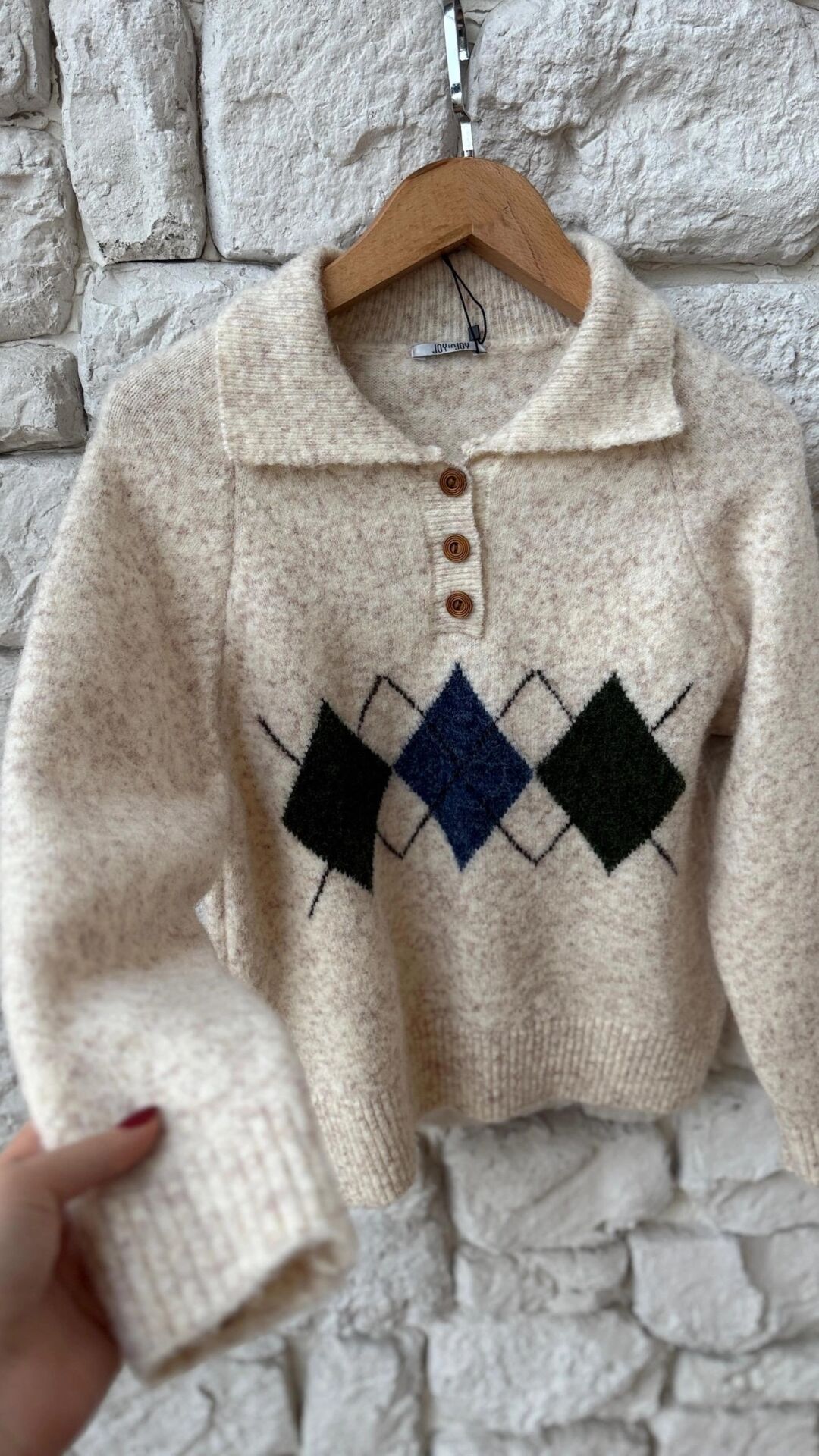 BAKLAVA DESEN KAZAK - BEJ