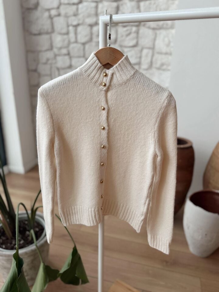 GOLD DÜĞMELİ HIRKA - BEJ