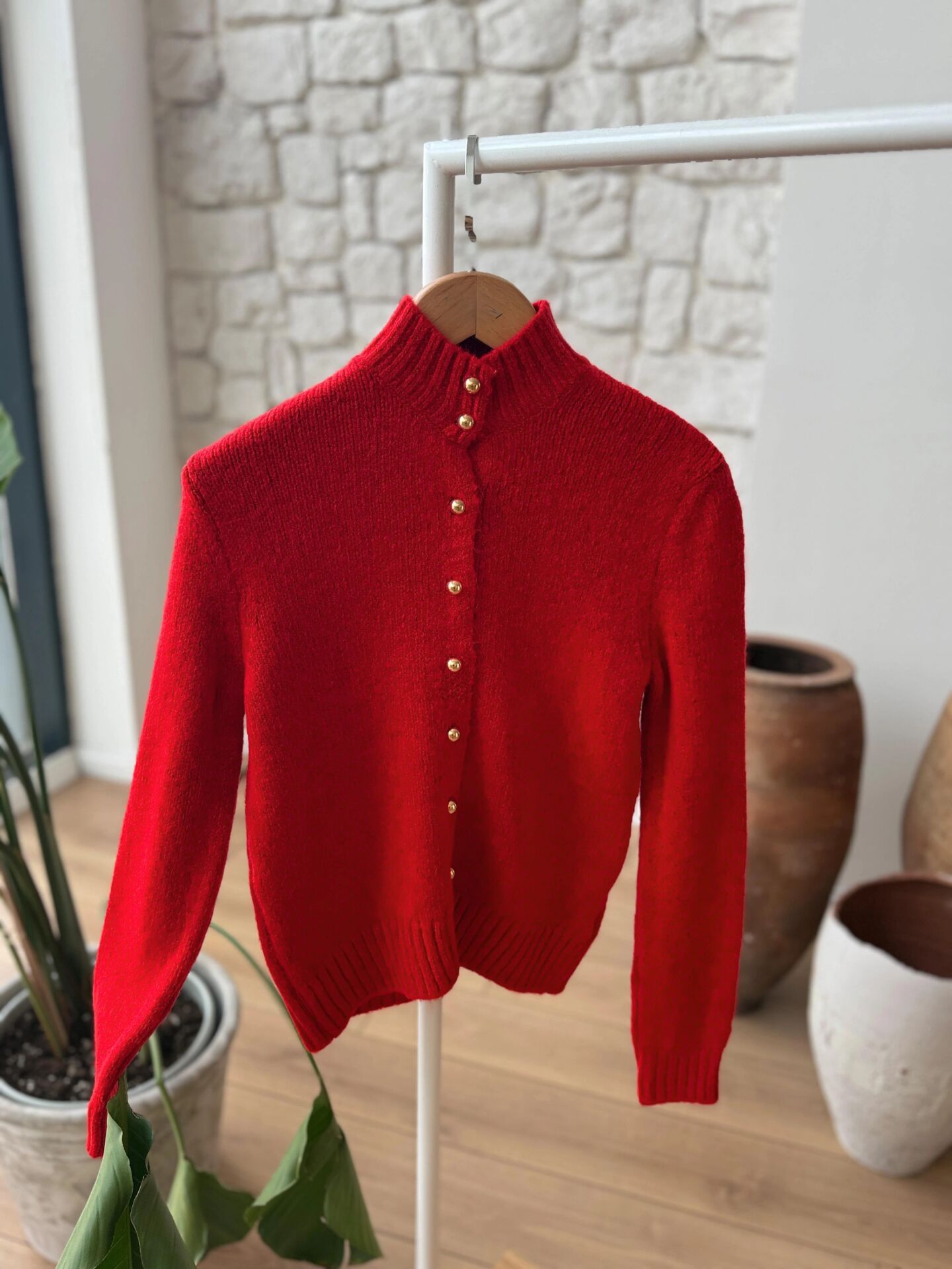 GOLD DÜĞMELİ HIRKA - KIRMIZI