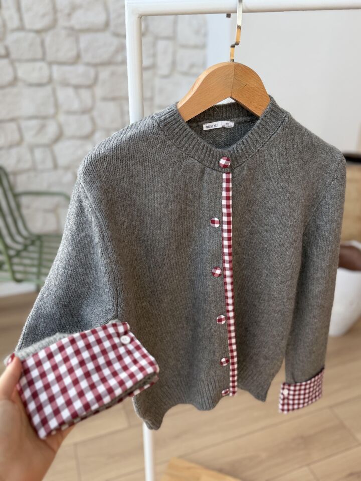 PÖTİKARE GARNİLİ HIRKA - GRİ