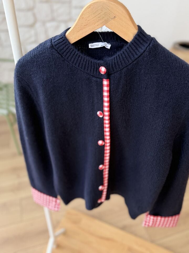 PÖTİKARE GARNİLİ HIRKA - LACİVERT