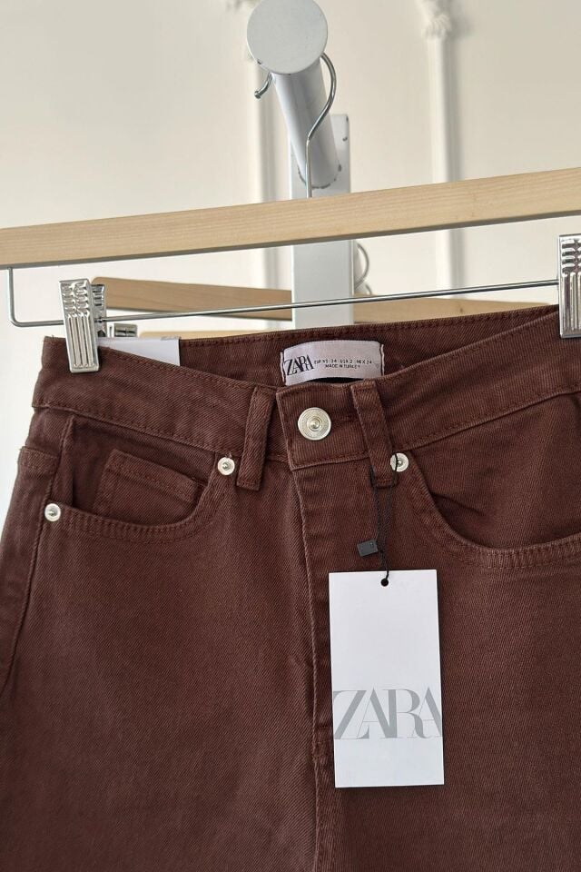 KESİK PAÇA BOYFİT JEAN - KAHVERENGİ