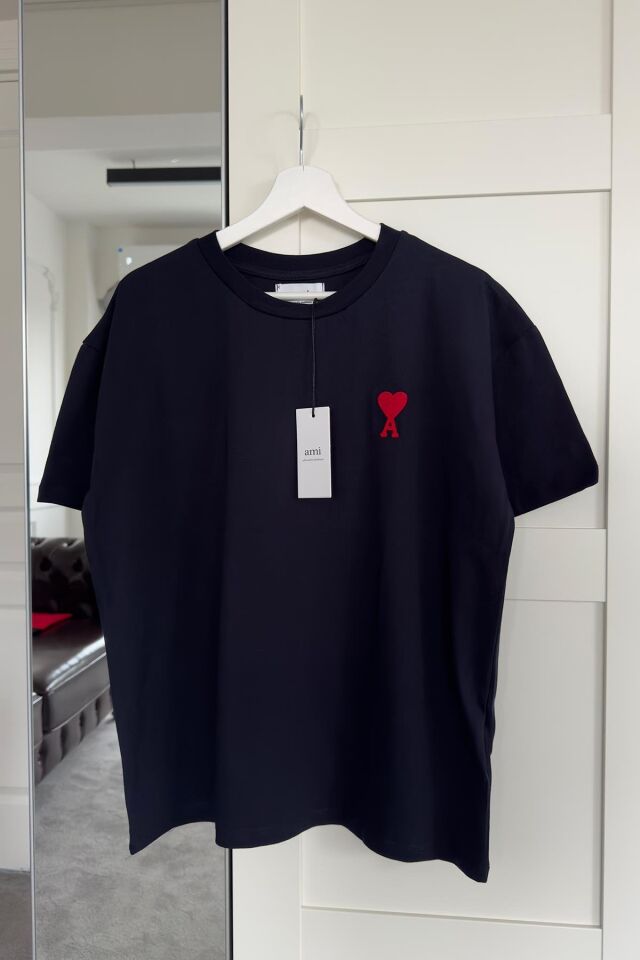 KALP NAKIŞLI BİSİKLET YAKA OVERSIZE T-SHIRT - LACİ