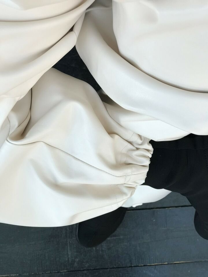 EKRU DERİ KARGO PANTOLON