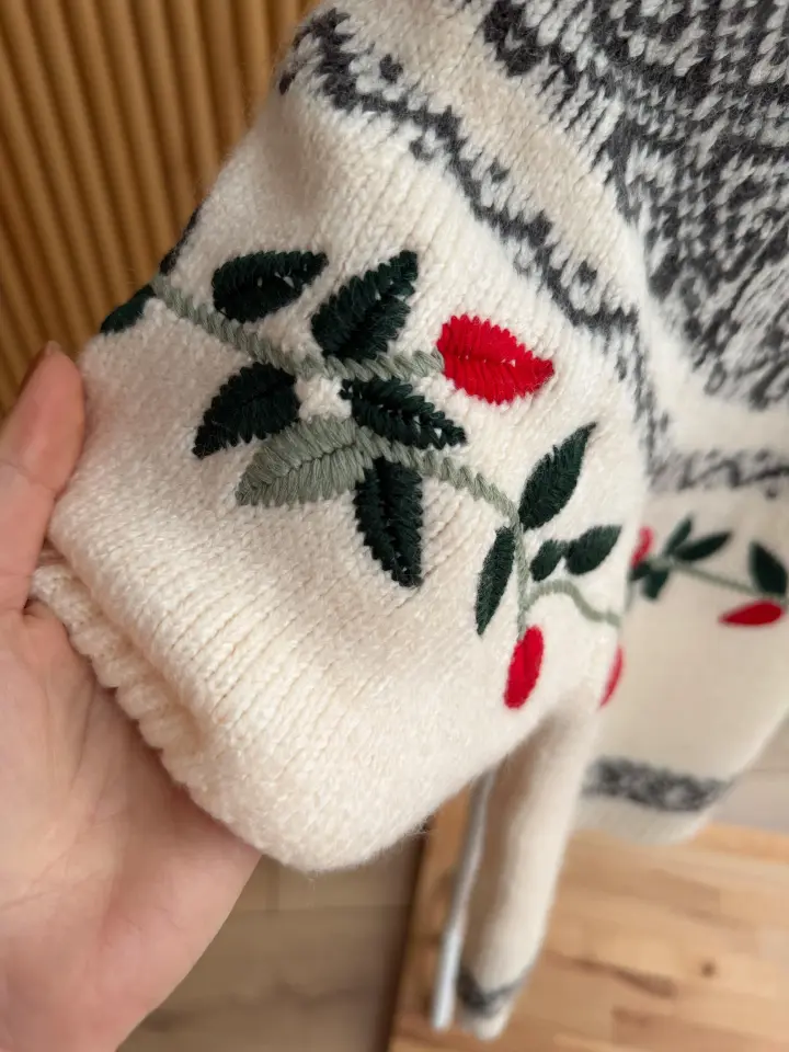 ELENİ NAKIŞLI TRİKO - EKRU