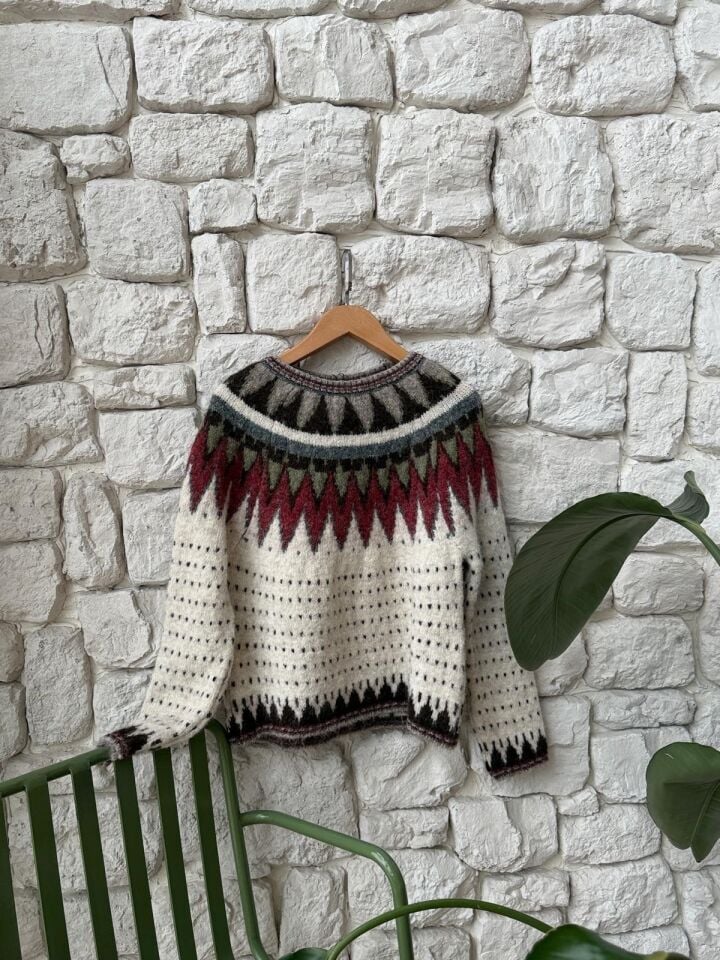 İSKANDİNAV DESEN KAZAK - EKRU