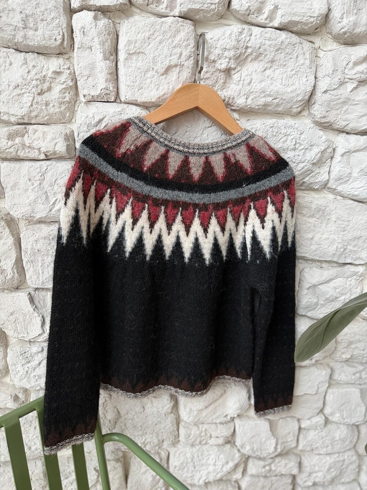 İSKANDİNAV DESEN KAZAK -  SİYAH