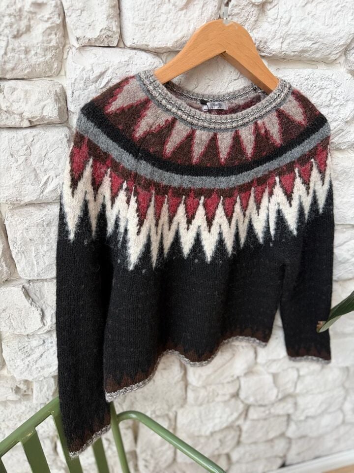 İSKANDİNAV DESEN KAZAK -  SİYAH