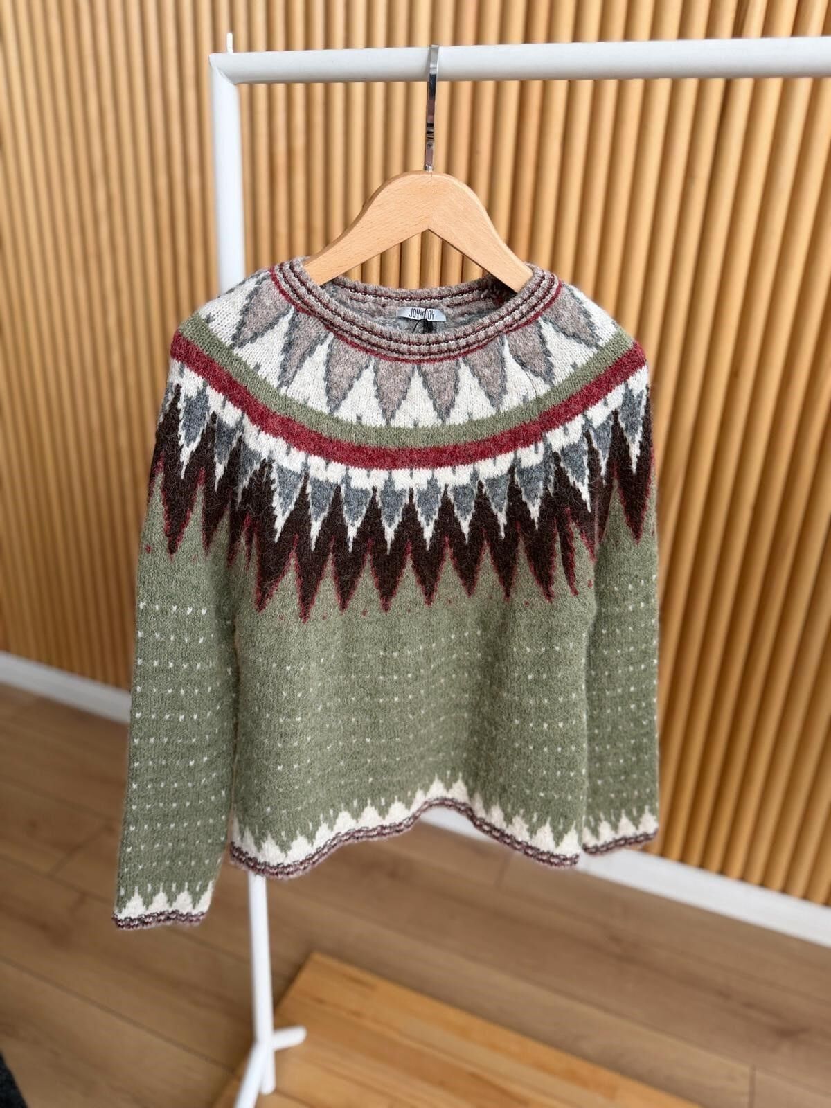 İSKANDİNAV DESEN KAZAK -  YEŞİL